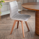 Ver imagem 2 de Kit 4 Cadeiras Cloud Giratória, Pés Chocolate, Tecido Linho Cor Cinza