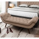 Ver imagem 3 de Kit Cabeceira Cama Box Casal 140 Cm Madrid com Puff Recamier Santorini Veludo Bege - Lyam Decor