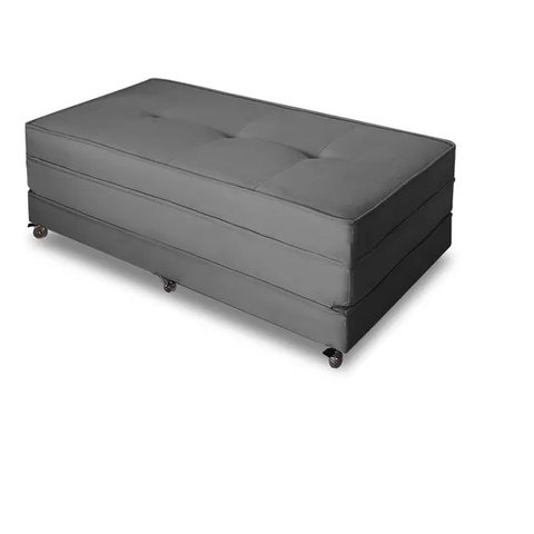Puff Cama Casal Dobrável com Rodízios Lindecor Cor Cinza