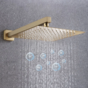 Ver imagem 3 de Ducha Quadrada Dourada em Inox 20x20 Braço 38 Cm Parede