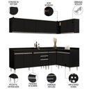 Ver mais imagens de Armário de Cozinha Modulado de Canto 6 Peças Cp32 Balcão com Tampo Preto - Lumil