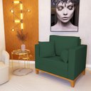 Ver imagem 2 de Kit 2 Poltronas Beny Decorativa com 2 Almofadas Veludo Verde Base em Madeira Maciça