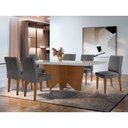 Ver imagem 1 de Sala de Jantar Mesa Evora 180 Mdf Vidro Canto Reto com 6 Cadeiras Grecia Rufato