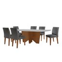 Ver imagem 2 de Sala de Jantar Mesa Evora 180 Mdf Vidro Canto Reto com 6 Cadeiras Grecia Rufato