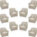 Ver imagem 1 de Kit 10 Poltronas Decorativa Mila Pé de Plástico Cromado - Bege Suede