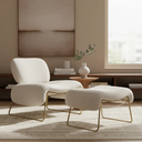 Ver imagem 3 de Kit Poltrona e Puff Calm Versátil Boucle Zahav Estofados:bouclé Off White