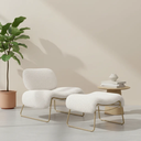 Ver imagem 2 de Kit Poltrona e Puff Calm Versátil Boucle Zahav Estofados:bouclé Off White