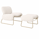 Ver imagem 4 de Kit Poltrona e Puff Calm Versátil Boucle Zahav Estofados:bouclé Off White