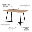 Ver imagem 3 de Mesa de Jantar 6 Lugares Retangular 180x90 Industrial Rigo Jade - Straub Web