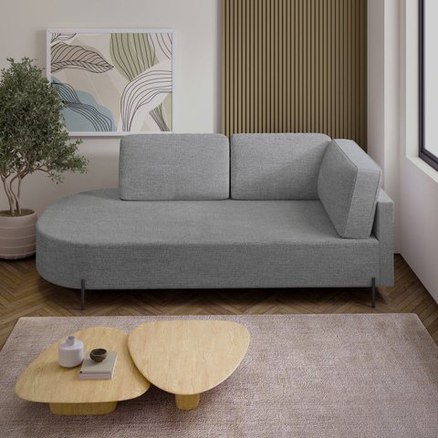 Sofá Living Orgânico 2 Lugares 165cm Base de Ferro Braço Direito Norten