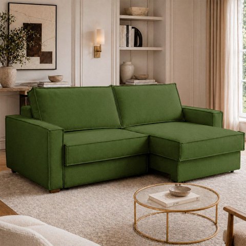 Sofá Sala de Estar Nilo Retratil Manual 160cm 2 Lugares Bouclê Verde Claro m1 - Monari Design