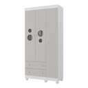 Ver imagem 2 de Guarda-roupa Infantil 92cm com Vidro 3 Portas e 2 Gavetas Bombom Multimóveis Mp4462 Branco-off