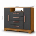 Ver imagem 3 de Cômoda Sapateira Essence 4 Gavetas 2 Portas Multiuso Moderno Quarto