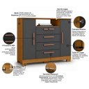 Ver imagem 5 de Cômoda Sapateira Essence 4 Gavetas 2 Portas Multiuso Moderno Quarto