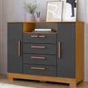 Ver imagem 1 de Cômoda Sapateira Essence 4 Gavetas 2 Portas Multiuso Moderno Quarto
