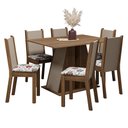 Ver imagem 2 de Conjunto Sala de Jantar Mesa Tampo de Madeira 6 Cadeiras Rustic/crema/hibiscos Wendy Madesa