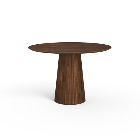 Mesa de Jantar Redonda 120cm Scandi 6 Lugares Lamina Natural de Madeira Castanho