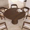 Ver imagem 2 de Mesa de Jantar Redonda 120cm Scandi 6 Lugares Lamina Natural de Madeira Castanho