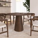Ver imagem 3 de Mesa de Jantar Redonda 120cm Scandi 6 Lugares Lamina Natural de Madeira Castanho
