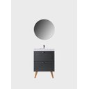 Ver imagem 4 de Gabinete para Banheiro com Cuba e Espelho Redondo 60cm Retro Mdf Grafite Milano - On Móveis