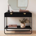 Ver imagem 3 de Aparador para Sala de Estar Industrial Orgânico 2 Gavetas Alek A03 Nero Preto - Lyam Decor