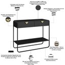 Ver imagem 5 de Aparador para Sala de Estar Industrial Orgânico 2 Gavetas Alek A03 Nero Preto - Lyam Decor