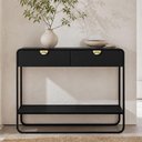 Ver imagem 1 de Aparador para Sala de Estar Industrial Orgânico 2 Gavetas Alek A03 Nero Preto - Lyam Decor