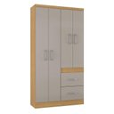 Ver imagem 5 de Cômoda 867 4 Gavetas com Guarda Roupa Solteiro Milão 4 Portas Damasco Off White - Poquema