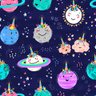 Papel de Parede unicórnio mágico com planetas, sol, meteorito. rosto sorridente de planeta bonito co - 1