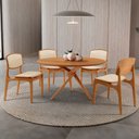 Ver imagem 1 de Sala de Jantar Mesa Ballare 135cm Tampo Laminado Redondo com 4 Cadeiras Malta