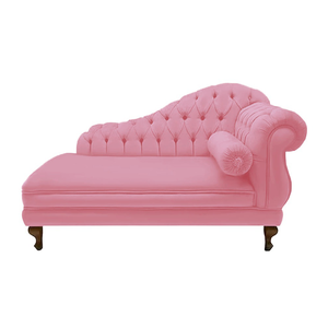 Recamier Sofá Esquerdo Larissa 150cm Sala Suede Rosa Barbie - Incasa Decor