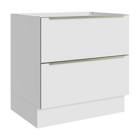 Balcão Madesa Lux 80 cm 2 Gavetas (Sem Tampo) Branco/Branco Veludo