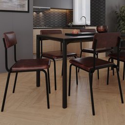 Kit 08 Cadeiras Estofada para Sala de Jantar Sense Preto C01 Courino Café - Lyam Decor - 2 Kit 08 Cadeiras Estofada para Sala de Jantar Sense Preto C01 Courino Café - Lyam Decor - 2