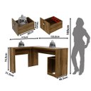 Ver imagem 5 de Conjunto Office Mesa de Canto com Armário 2 Portas 2 Gavetas Nogal