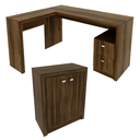 Ver imagem 2 de Conjunto Office Mesa de Canto com Armário 2 Portas 2 Gavetas Nogal