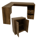 Ver imagem 3 de Conjunto Office Mesa de Canto com Armário 2 Portas 2 Gavetas Nogal