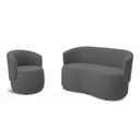 Ver imagem 1 de Kit Poltrona e Namoradeira Aisha Orgânica Bouclê Cinza Escuro - Desk Design