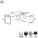 Ver imagem 3 de Escrivaninha Mesa Escritório Diretor em L 2,00 com Caixa de Tomadas e Armário Lateral 3 Gavetas 200C