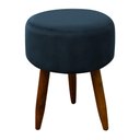 Ver imagem 1 de Puff Banqueta Decorativo Pés Madeira Azul Marinho