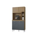 Ver imagem 1 de Cozinha Compacta Armário Organizador Duda 90cm com Gaveta - Damasco/ripado Cinza