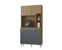 Ver imagem 1 de Cozinha Compacta Armário Organizador Duda 90cm com Gaveta - Damasco/ripado Cinza
