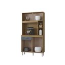Ver imagem 3 de Cozinha Compacta Armário Organizador Duda 90cm com Gaveta - Damasco/ripado Cinza