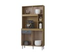 Ver imagem 3 de Cozinha Compacta Armário Organizador Duda 90cm com Gaveta - Damasco/ripado Cinza