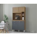 Ver imagem 2 de Cozinha Compacta Armário Organizador Duda 90cm com Gaveta - Damasco/ripado Cinza