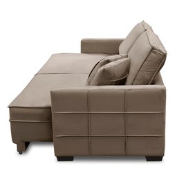 Sofá Cama Retrátil e Reclinável 2,10m com Molas Karen Veludo Cappuccino Adonai Estofados - 6