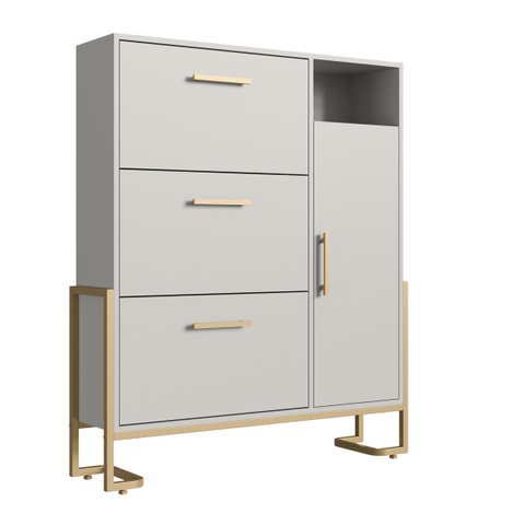 Sapateira Industrial 96x118cm 3 Gavetas com Porta Arenas/Dourado P1062
