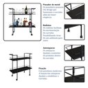 Ver imagem 5 de Carrinho Bar Industrial 90cm com 2 Prateleiras e Rodízios Cor:preto
