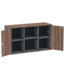 Ver imagem 3 de Armário Baixo Credenza PE25 Pandin 121,50 cm (largura) em MDP Cor Walnut e Grafito com Dois Nichos