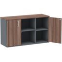 Ver imagem 2 de Armário Baixo Credenza PE25 Pandin 121,50 cm (largura) em MDP Cor Walnut e Grafito com Dois Nichos