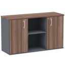 Ver imagem 1 de Armário Baixo Credenza PE25 Pandin 121,50 cm (largura) em MDP Cor Walnut e Grafito com Dois Nichos